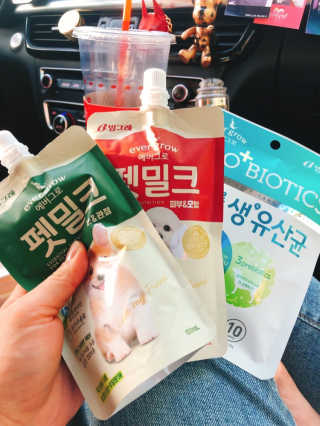 [빙그레] 에버그로 생유산균 1봉（10포입）+펫밀크2팩 — 5점을 준 리뷰어가 2019년 5월 올린 사용 사진