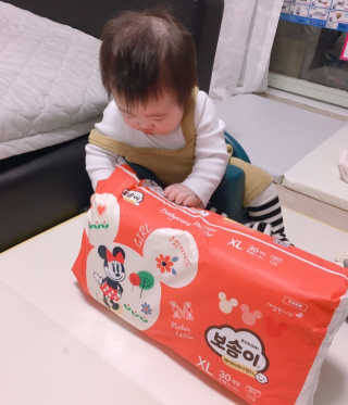 보솜이 베이비케어 팬티형 기저귀 — 5점을 준 리뷰어가 2019년 3월 올린 사용 사진
