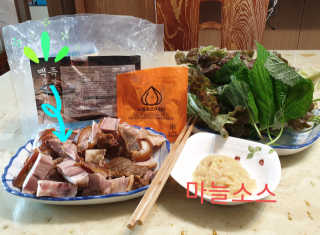 행복먹거리공작소 맥족. 맥주에 빠진 족발 550g + 마늘소스 70g — 5점을 준 리뷰어가 2020년 2월 올린 사용 사진