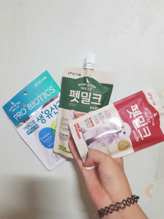 [빙그레] 에버그로 생유산균 1봉（10포입）+펫밀크2팩 — 2.5점을 준 리뷰어가 2019년 5월 올린 사용 사진