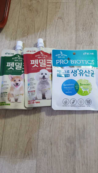 [빙그레] 에버그로 생유산균 1봉（10포입）+펫밀크2팩 — 5점을 준 리뷰어가 2019년 5월 올린 사용 사진