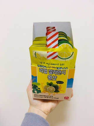 장수농가 리얼깔라만시 원샷 50ml 10팩+보틀 — 5점을 준 리뷰어가 2019년 4월 올린 사용 사진