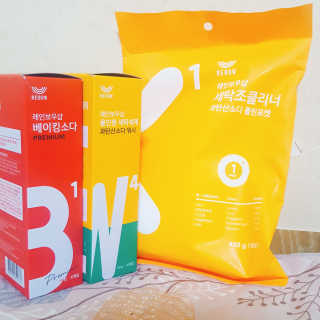 레인보우샵 올인원세탁세제,베이킹소다 스틱포6개입+세탁조클리너 — 5점을 준 리뷰어가 2018년 4월 올린 사용 사진