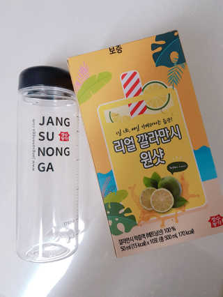 장수농가 리얼깔라만시 원샷 50ml 10팩+보틀 — 5점을 준 리뷰어가 2019년 5월 올린 사용 사진