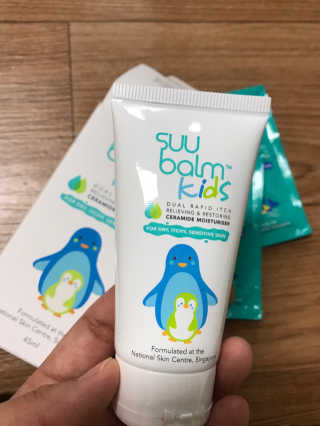수밤키즈보습크림 45ml 1개 + 헤드투토바디워시 샘플 — 3.5점을 준 리뷰어가 2019년 11월 올린 사용 사진
