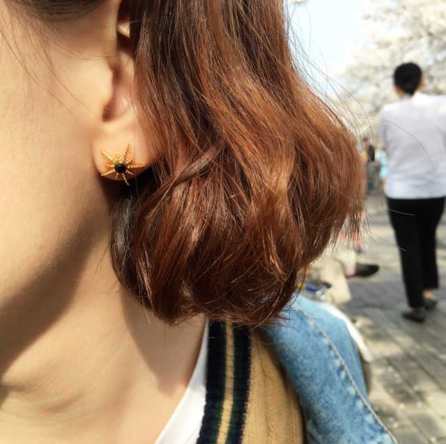 폭스타일 언발 유니크 별 달 귀걸이 리뷰 사진