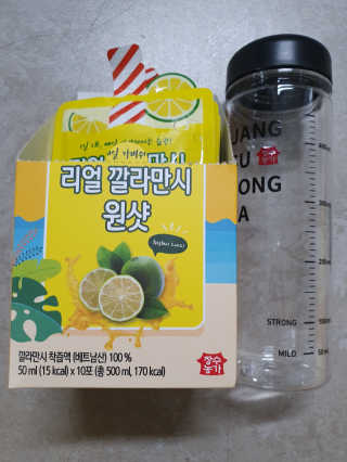 장수농가 리얼깔라만시 원샷 50ml 10팩+보틀 — 4.5점을 준 리뷰어가 2019년 5월 올린 사용 사진