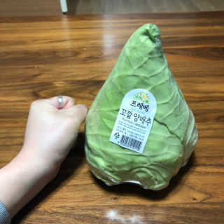 [프레베] 꼬깔양배추 3통 1.8kg 이상 — 5점을 준 리뷰어가 2018년 12월 올린 사용 사진