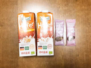 나투미 귀리음료 오리지날 1L + 바닐라 1L — 4점을 준 리뷰어가 2019년 2월 올린 사용 사진