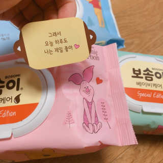 보솜이 아기물티슈 베이비케어 푸에디션 캡 74매 10입 — 4점을 준 리뷰어가 2019년 4월 올린 사용 사진