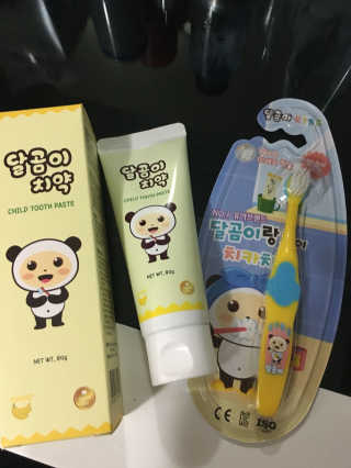 달곰이 어린이 치약+어린이 칫솔 SET — 5점을 준 리뷰어가 2017년 10월 올린 사용 사진