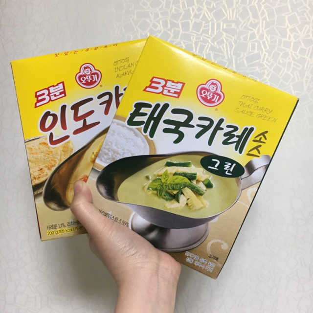 오뚜기 3분 인도카레 마크니, 3분 태국카레소스 그린 리뷰 사진
