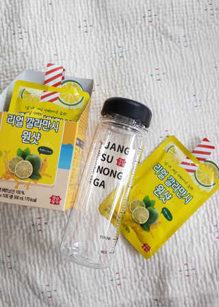 장수농가 리얼깔라만시 원샷 50ml 10팩+보틀 — 5점을 준 리뷰어가 2019년 6월 올린 사용 사진