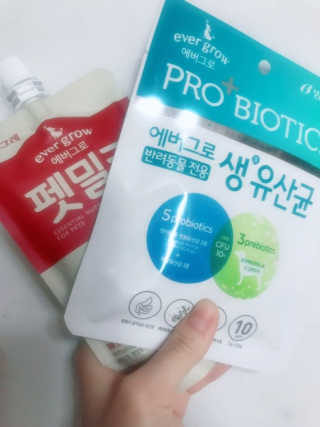 [빙그레] 에버그로 생유산균 1봉（10포입）+펫밀크2팩 — 5점을 준 리뷰어가 2019년 6월 올린 사용 사진