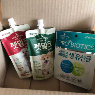 [빙그레] 에버그로 생유산균 1봉（10포입）+펫밀크2팩 — 5점을 준 리뷰어가 2019년 5월 올린 사용 사진
