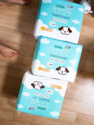 펫토리아 한판뚝딱 토일렛 초대형 강아지 배변판+한장뚝딱 66매 — 5점을 준 리뷰어가 2018년 9월 올린 사용 사진