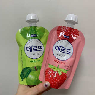 데르뜨 떠먹는 과일 3종, 짜먹는 과일 2종 총 10개 체험 — 5점을 준 리뷰어가 2020년 4월 올린 사용 사진
