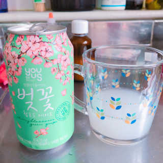 GS25 벚꽃 팝콘 + 벚꽃스파클링 + 벚꽃 청포도 에이드 — 5점을 준 리뷰어가 2018년 3월 올린 사용 사진