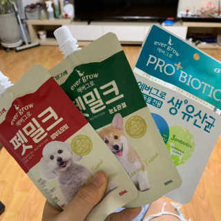 [빙그레] 에버그로 생유산균 1봉（10포입）+펫밀크2팩 — 5점을 준 리뷰어가 2019년 5월 올린 사용 사진