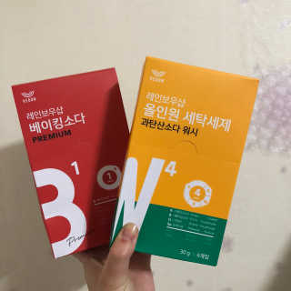 레인보우샵 올인원세탁세제,베이킹소다 스틱포6개입+세탁조클리너 — 3.67점을 준 리뷰어가 2018년 4월 올린 사용 사진