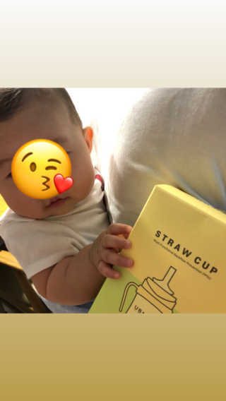 유비맘 샘방지 PPSU 빨대컵_컬러 랜덤 발송 — 5점을 준 리뷰어가 2020년 7월 올린 사용 사진