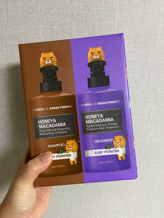 KUNDAL [쿤달 X 카카오프렌즈] 샴푸/트리트먼트 500ml 2구 세트 — 5점을 준 리뷰어가 2020년 11월 올린 사용 사진
