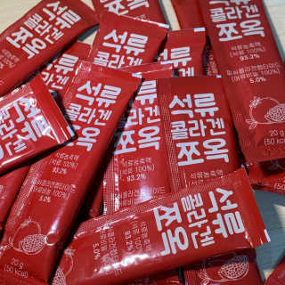 조은약초 석류콜라겐 석류즙 석류쪼옥 젤리 스틱 15포 x 20g — 4점을 준 리뷰어가 2020년 9월 올린 사용 사진
