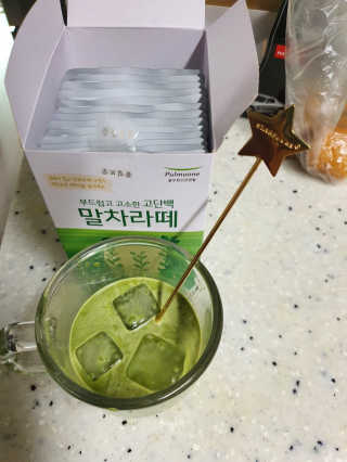 [풀무원건강생활] 말차라떼 — 4점을 준 리뷰어가 2020년 7월 올린 사용 사진