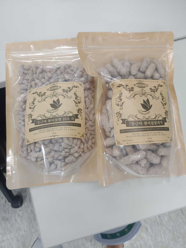 둥근마 현미 찹쌀 과자와 둥근마 현미 찹쌀 10초 죽 리뷰 사진