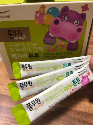 [풀무원베이비밀] 프로바이오락 베이비 튼튼 유산균 — 4점을 준 리뷰어가 2020년 7월 올린 사용 사진