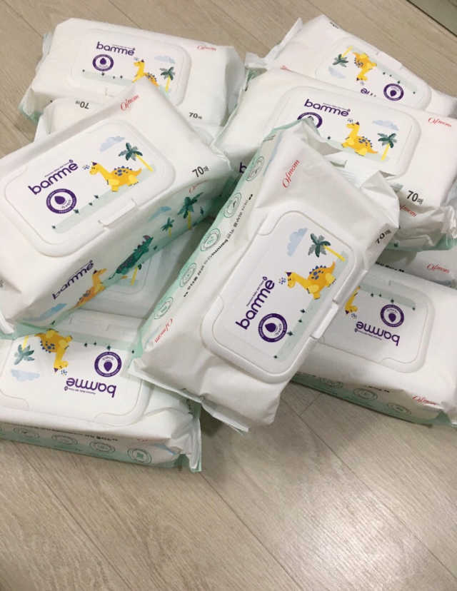 오브맘 밤 프리미엄 엠보싱 물티슈 70매 10개입 리뷰 사진