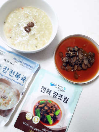 바다는다웰빙이다 완도사랑 전복죽 250g - 2팩 + 전복장조림 2팩 — 5점을 준 리뷰어가 2020년 9월 올린 사용 사진