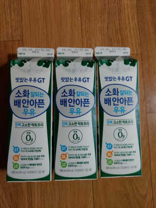 남양유업 맛있는우유GT 소화잘되는 배안아픈우유 3EA — 5점을 준 리뷰어가 2020년 10월 올린 사용 사진