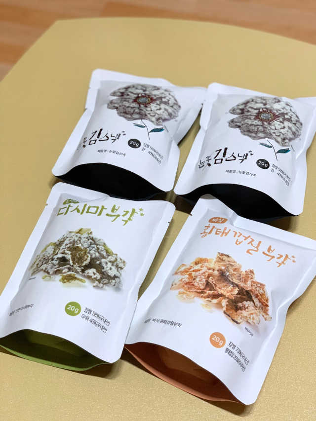 전주 눈꽃 김스낵 4팩 김 다시마 황태 리뷰 사진
