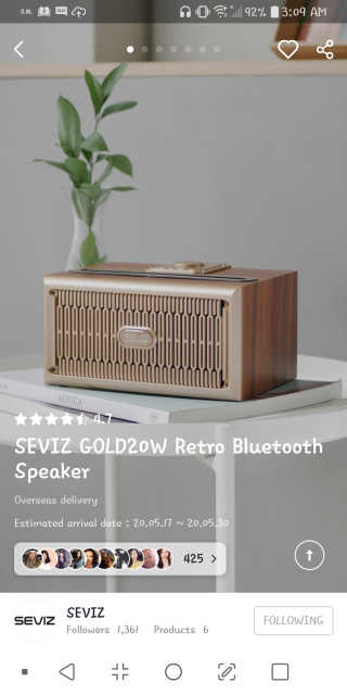 SEVIZ GOLD20W 레트로 블루투스 스피커 — 2.5점을 준 리뷰어가 2020년 6월 올린 사용 사진
