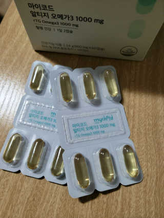 JW중외제약 마이코드 알티지 오메가3 1000 mg — 5점을 준 리뷰어가 2020년 10월 올린 사용 사진