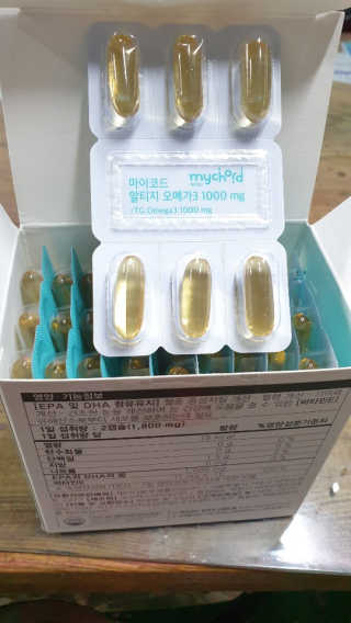 JW중외제약 마이코드 알티지 오메가3 1000 mg — 4점을 준 리뷰어가 2020년 9월 올린 사용 사진