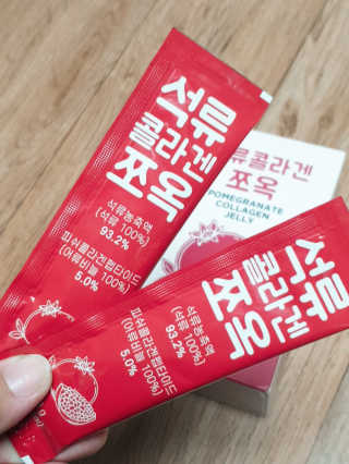 조은약초 석류콜라겐 석류즙 석류쪼옥 젤리 스틱 15포 x 20g — 5점을 준 리뷰어가 2020년 7월 올린 사용 사진
