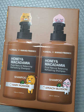 KUNDAL [쿤달 X 카카오프렌즈] 샴푸/트리트먼트 500ml 2구 세트 — 5점을 준 리뷰어가 2020년 11월 올린 사용 사진