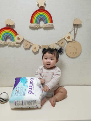 오브맘 밤 프리미엄 아기 기저귀 팬티형 밴드형 — 5점을 준 리뷰어가 2020년 12월 올린 사용 사진