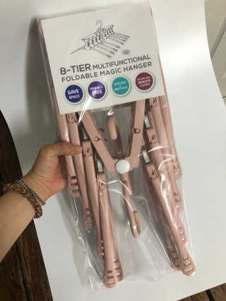 바네스데코 공간절약 다용도 회전 접이식 옷걸이 매직행거 핑크 — 5점을 준 리뷰어가 2020년 6월 올린 사용 사진