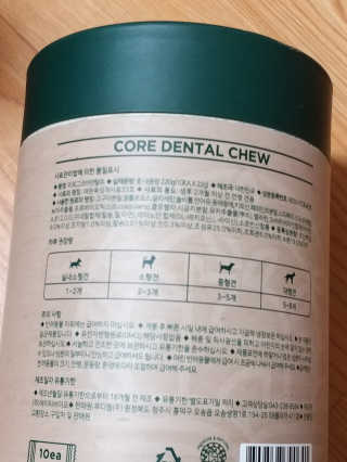 [푸디웜] 라포그 코어덴탈츄 그린 (10개입) — 3점을 준 리뷰어가 2020년 8월 올린 사용 사진