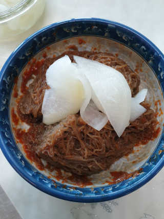 [해주냉면] 신천맛집 매운 비빔냉면 2인분 + 무절임 — 5점을 준 리뷰어가 2020년 5월 올린 사용 사진