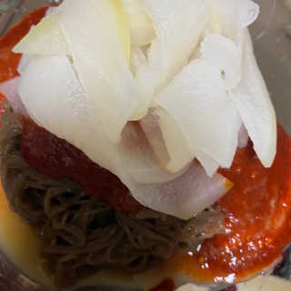 [해주냉면] 신천맛집 매운 비빔냉면 2인분 + 무절임 — 3점을 준 리뷰어가 2020년 5월 올린 사용 사진