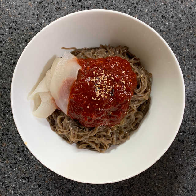 [해주냉면] 신천맛집 매운 비빔냉면 2인분 + 무절임 리뷰 사진