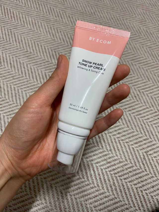 바이애콤 스노우 펄 톤업 크림 리뷰 사진