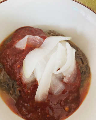 [해주냉면] 신천맛집 매운 비빔냉면 2인분 + 무절임 — 3점을 준 리뷰어가 2020년 5월 올린 사용 사진