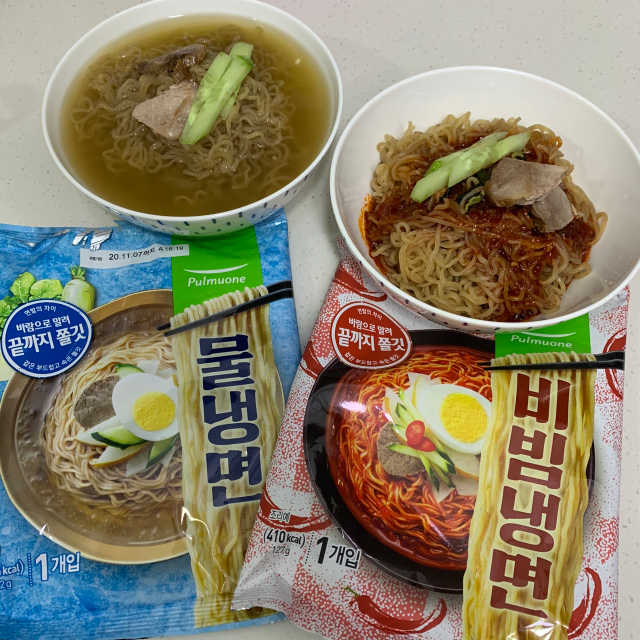 [풀무원] 끝까지 쫄깃한 면발, 풀무원 물냉면 비빔냉면 리뷰 사진