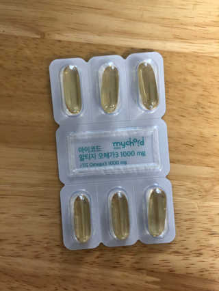 JW중외제약 마이코드 알티지 오메가3 1000 mg — 3점을 준 리뷰어가 2020년 8월 올린 사용 사진