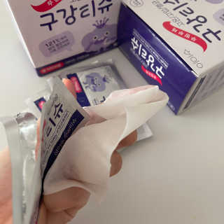 100도 이상에서 삶아 멸균 안심 아이수 구강 티슈 — 5점을 준 리뷰어가 2020년 12월 올린 사용 사진